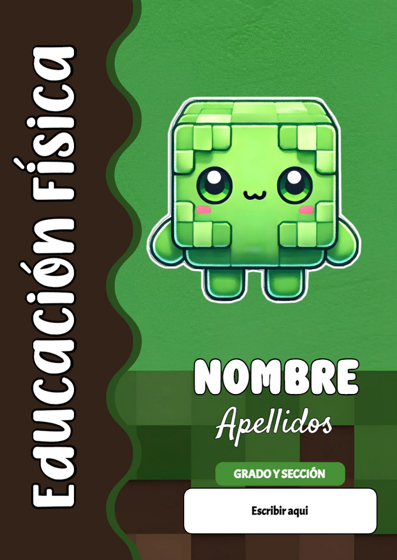Portada de Minecraft de Educación Física Editable para Imprimir Gratis