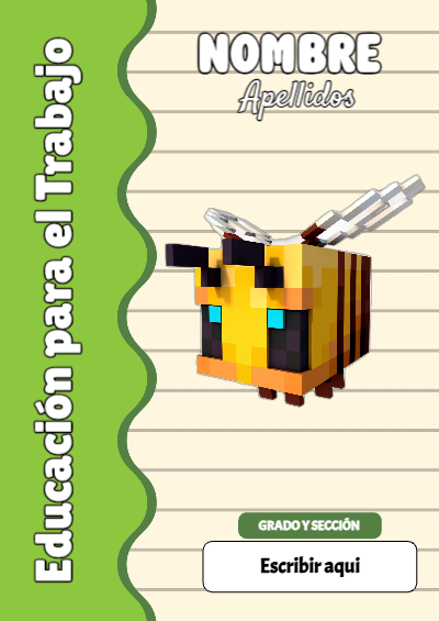 Portada de Minecraft de Educación para el Trabajo para cuaderno con estilo creativo - para el regreso a clases