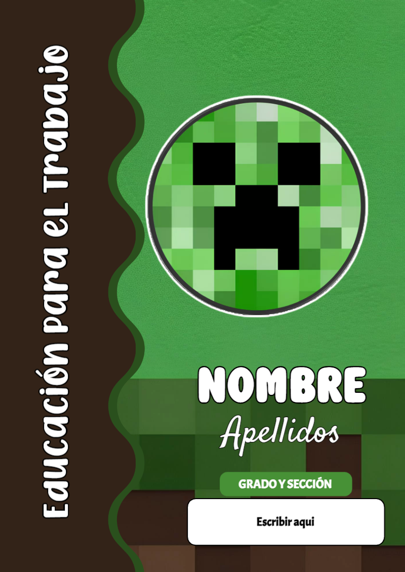 Portada de Minecraft de Educación para el Trabajo Editable para Imprimir Gratis