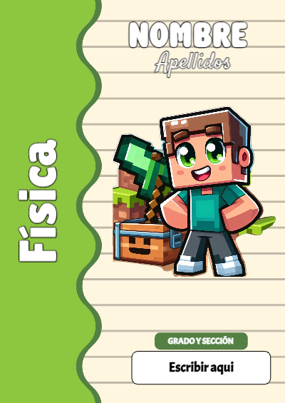 Portada de Minecraft de Física para cuaderno para estudiantes - tendencia educativa 2026