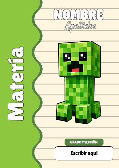 Portada de Minecraft de Historia Editable para Imprimir Gratis