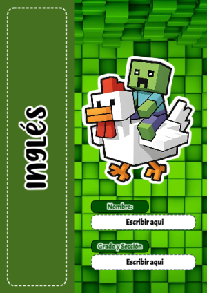Portada de Minecraft de Inglés para cuaderno con estilo creativo - para todas las edades y grados