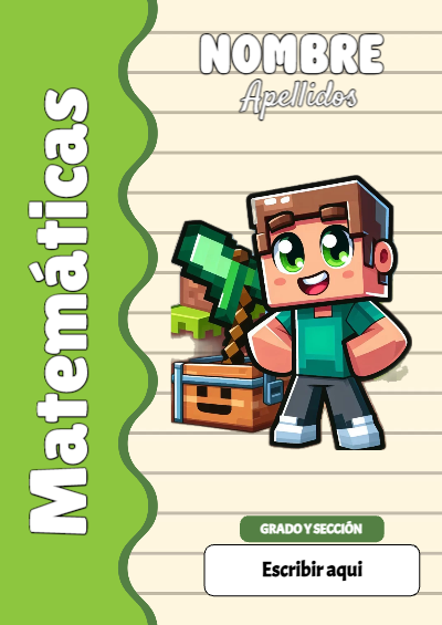 Portada de Minecraft de Matemáticas Editable para Imprimir Gratis