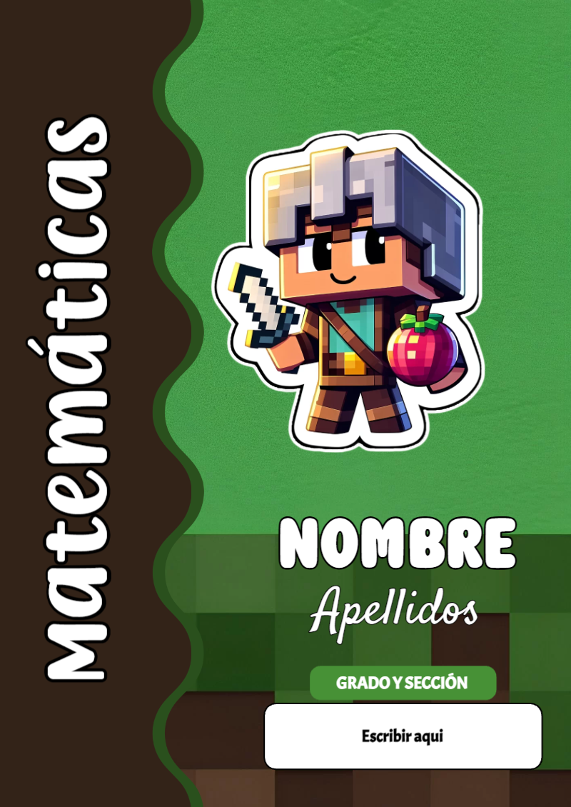 Portada de Minecraft de Matemáticas Editable para Imprimir Gratis