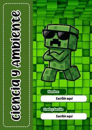 Portada de Minecraft de Minecraft de Ciencia y Ambiente para cuaderno colorida y creativa - para todas las edades y grados