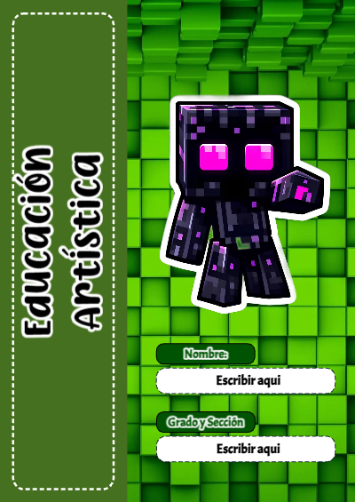 Portada de Minecraft de Minecraft de Educación Artística para cuaderno escolar creativa - con colores vivos y llamativos