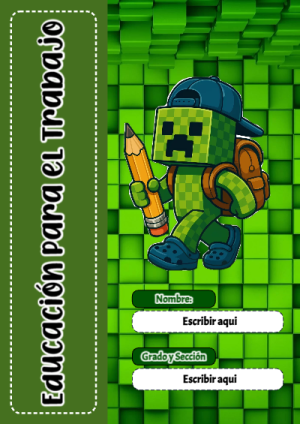 Portada de Minecraft de Minecraft de Educación para el Trabajo para cuaderno ideal para niños - estilo único para estudiantes