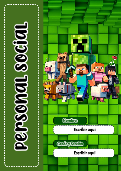 Portada de Minecraft de Minecraft de Personal Social para cuaderno fácil de imprimir - disponible para descarga gratuita