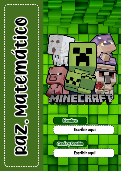 Portada de Minecraft de Minecraft de Raz. Matemático Editable para Imprimir Gratis