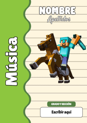 Portada de Minecraft de Música para cuaderno en formato A4 - ideal para el nuevo año escolar