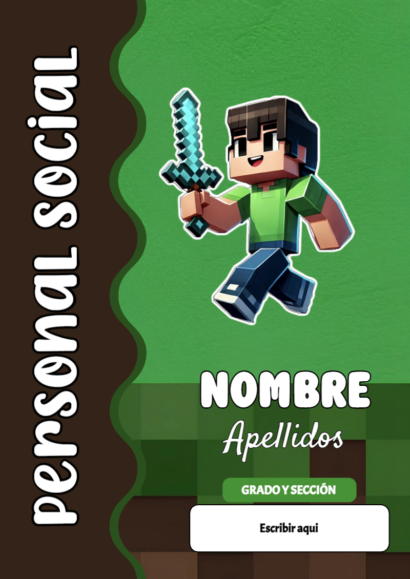 Portada de Minecraft de Personal Social Editable para Imprimir Gratis