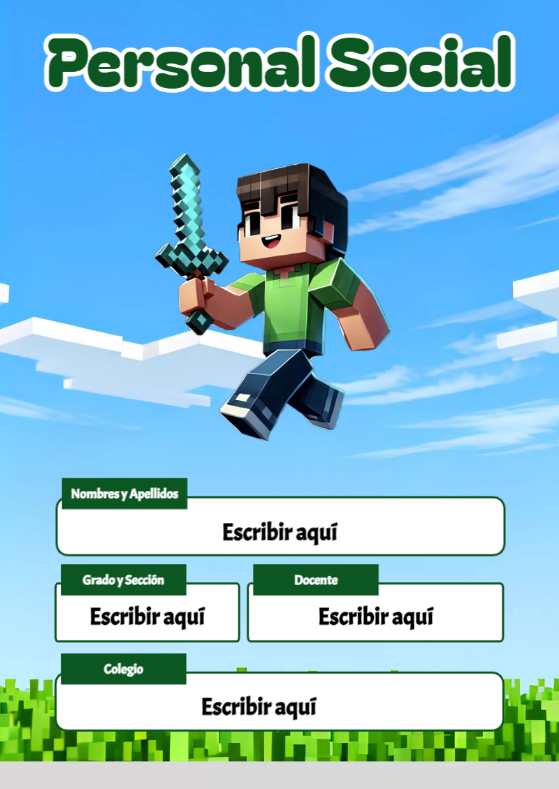 Portada de Minecraft de Personal Social Editable para Imprimir Gratis