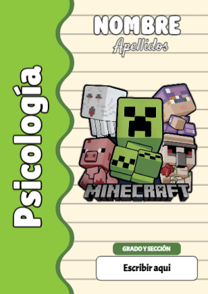 Portada de Minecraft de Psicología para cuaderno decorativa y bonita - para el regreso a clases