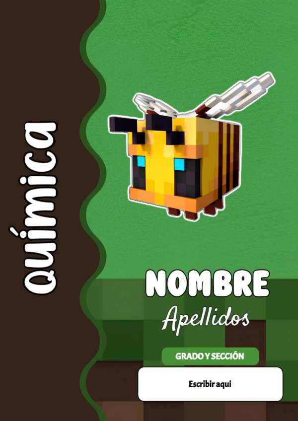 Portada de Minecraft de Química para cuaderno escolar creativa - versión premium para imprimir