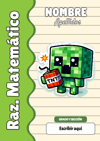 Portada de Minecraft de Raz. Matemático Editable para Imprimir Gratis
