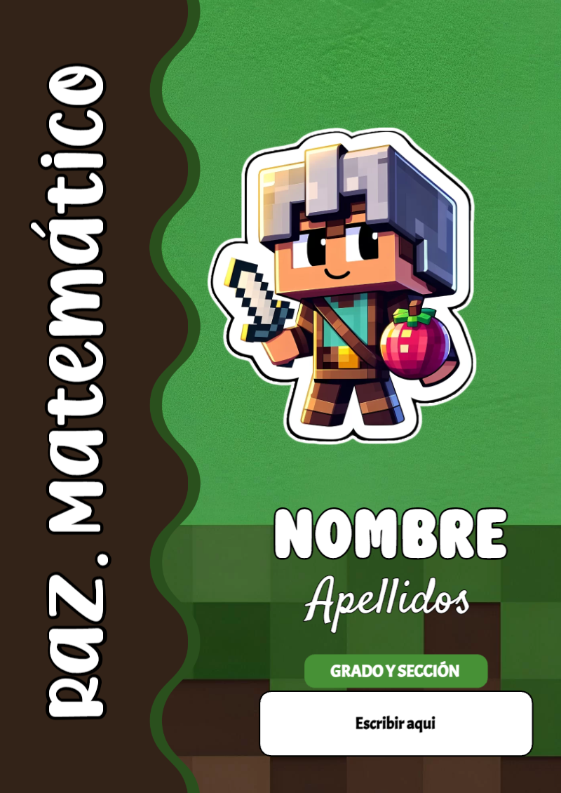 Portada de Minecraft de Raz. Matemático Editable para Imprimir Gratis