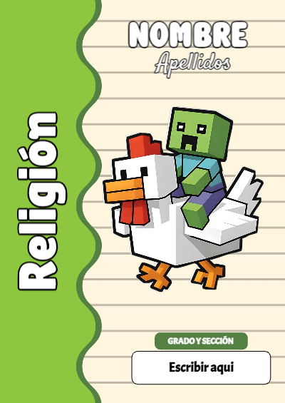 Portada de Minecraft de Religión Editable para Imprimir Gratis