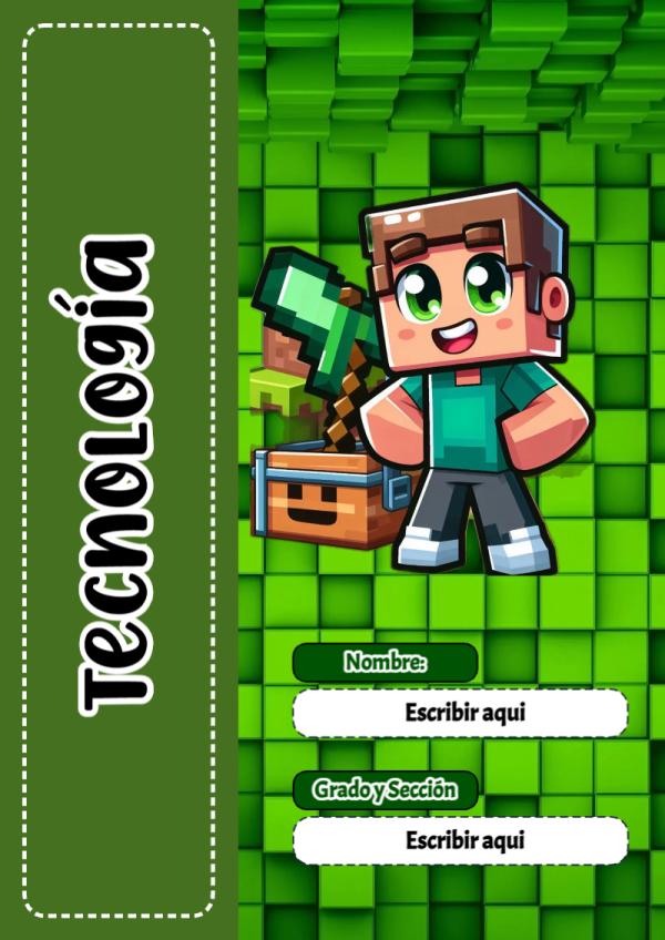 Portada de Minecraft de Tecnología para cuaderno con estilo creativo - ideal para cuadernos de espiral