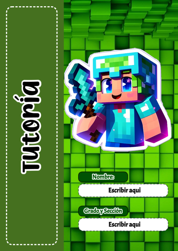 Portada de Minecraft de Tutoría para cuaderno con estilo infantil - para todas las edades y grados