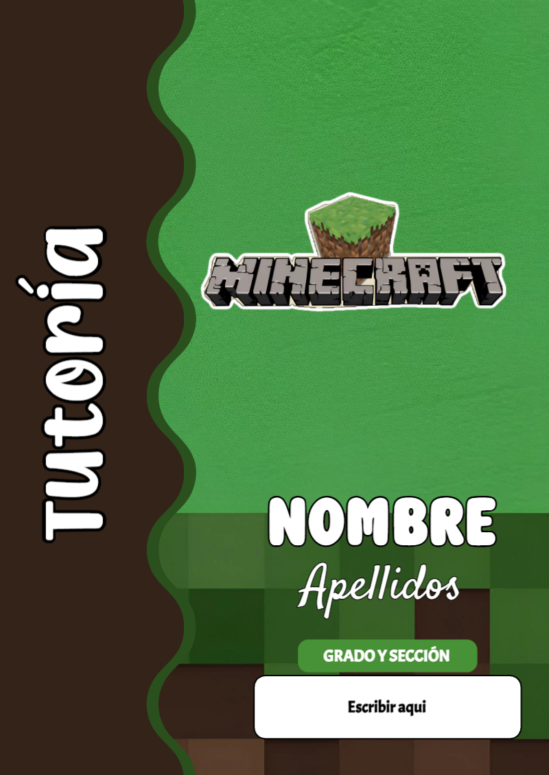 Portada de Minecraft de Tutoría Editable para Imprimir Gratis