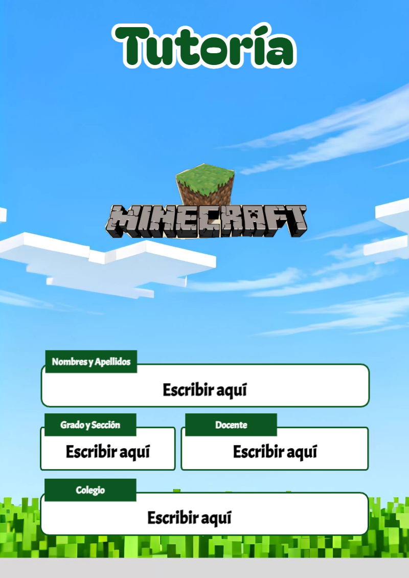 Portada de Minecraft de Tutoría Editable para Imprimir Gratis