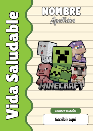 Portada de Minecraft de Vida Saludable para cuaderno con estilo creativo - diseño exclusivo y original