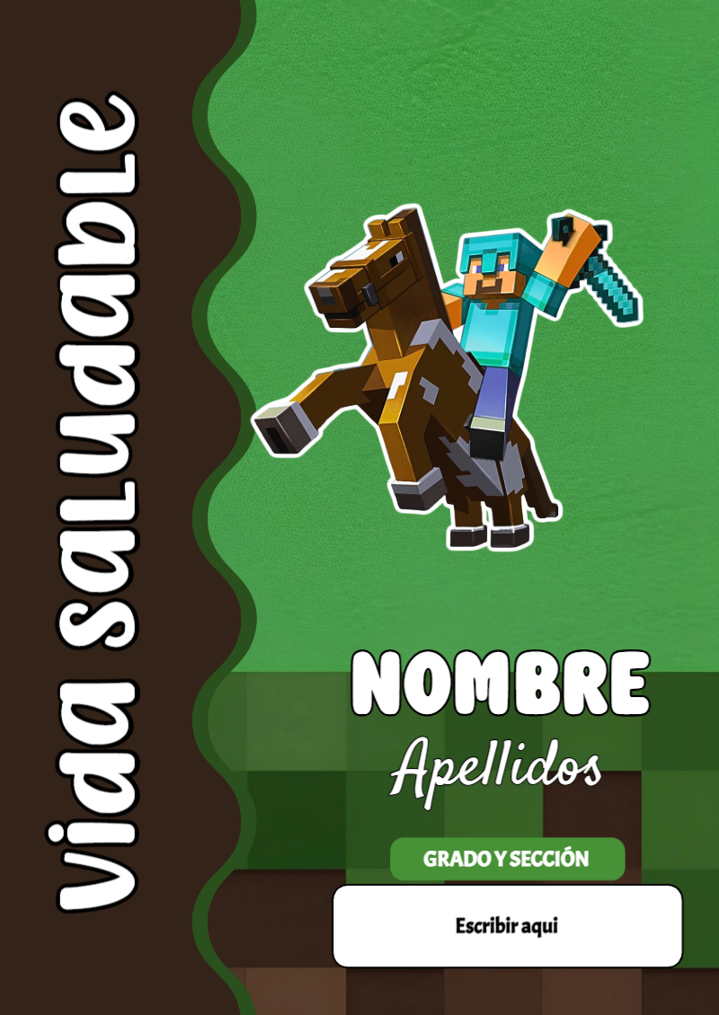 Portada de Minecraft de Vida Saludable Editable para Imprimir Gratis