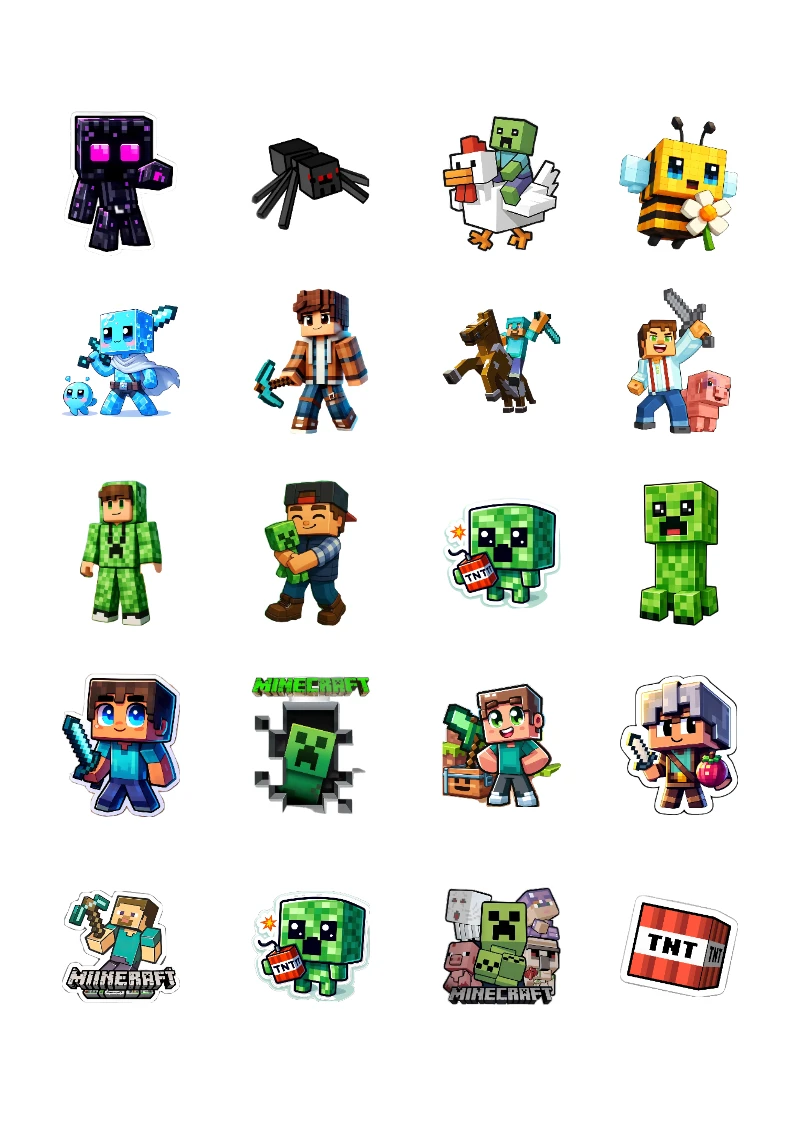 Stickers de MINECRAFT para Imprimir Gratis y Editar (Diseño 2) para imprimir y recortar gratis - para el regreso a clases