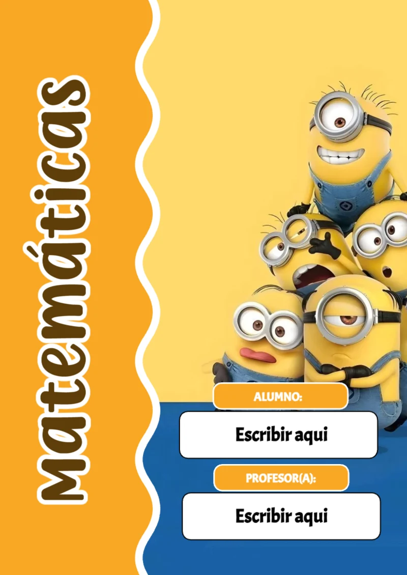 Portada de Minions Matemáticas para cuaderno llamativa y bonita - ideal para cuadernos de espiral