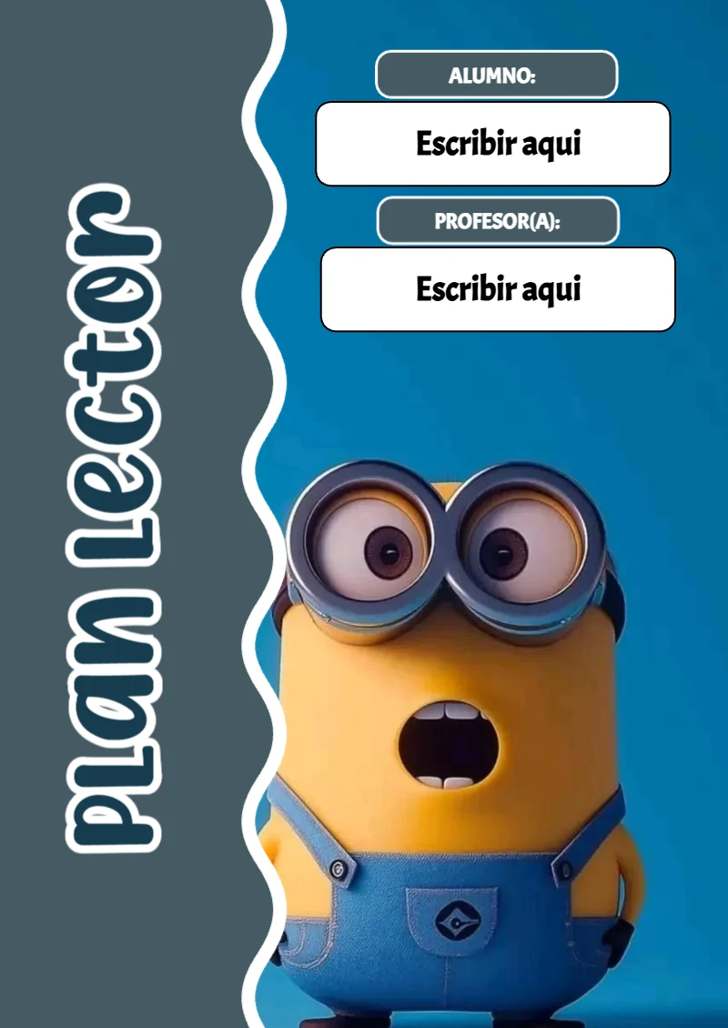 Portada de Minions Plan Lector para cuaderno escolar para imprimir gratis - ideal para el nuevo año escolar