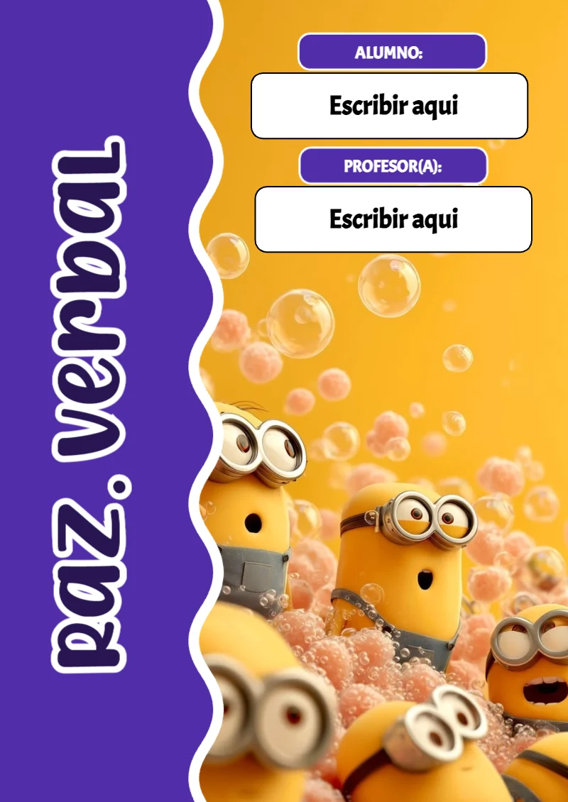 Portada de Minions Raz. Verbal para cuaderno con estilo creativo - estilo único para estudiantes