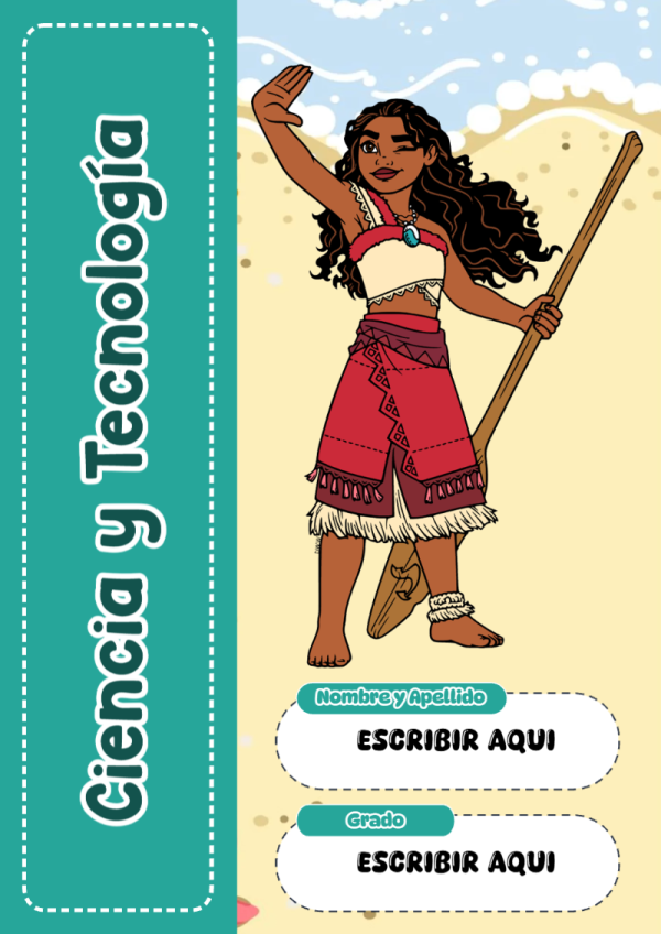 Portada de Moana de Ciencia y Tecnología para cuaderno para estudiantes - perfecto para organizar tus apuntes