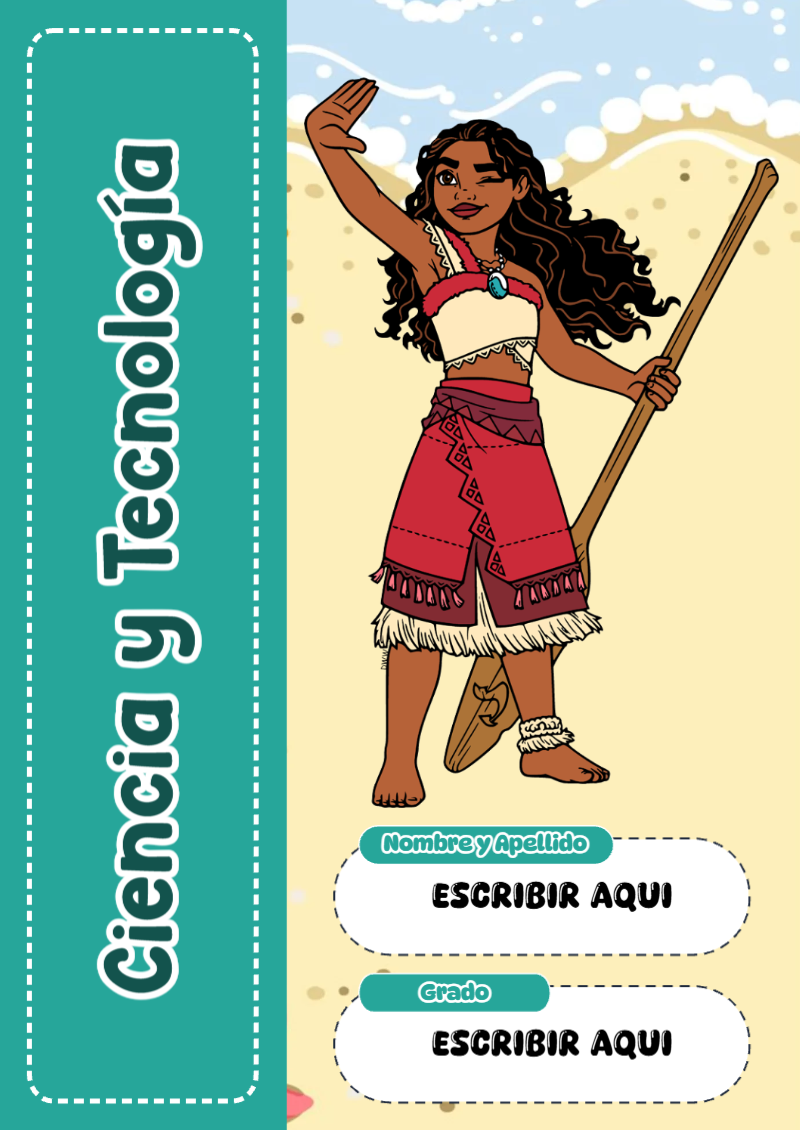 Portada de Moana de Ciencia y Tecnología para cuaderno para estudiantes - perfecto para organizar tus apuntes