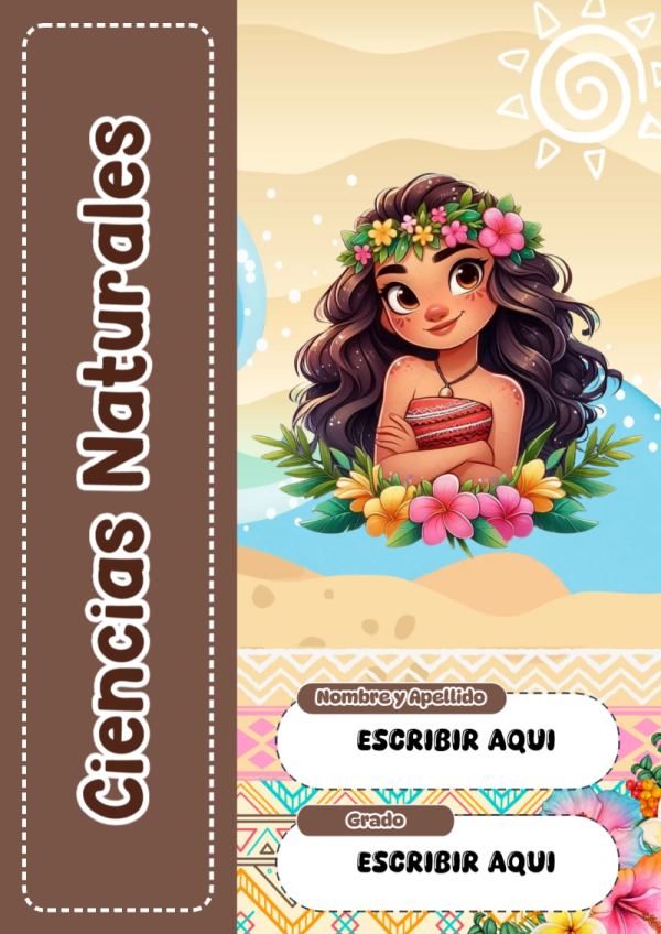 Portada de Moana de Ciencias Naturales para cuaderno ideal para niños - ideal para el nuevo año escolar