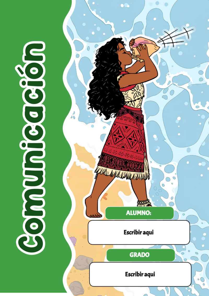Portada de Moana de Comunicación Editable para Imprimir Gratis