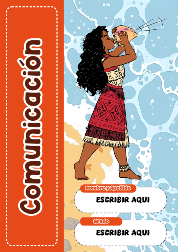 Portada de Moana de Comunicación para cuaderno con estilo creativo - estilo único para estudiantes