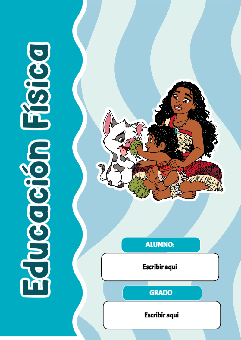 Portada de Moana de Educación Física Editable para Imprimir Gratis
