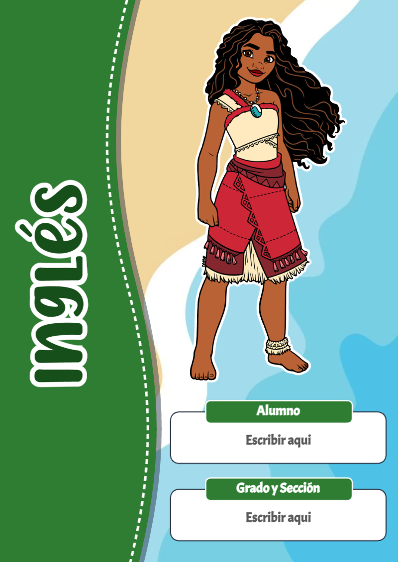 Portada de Moana de Inglés Editable para Imprimir Gratis