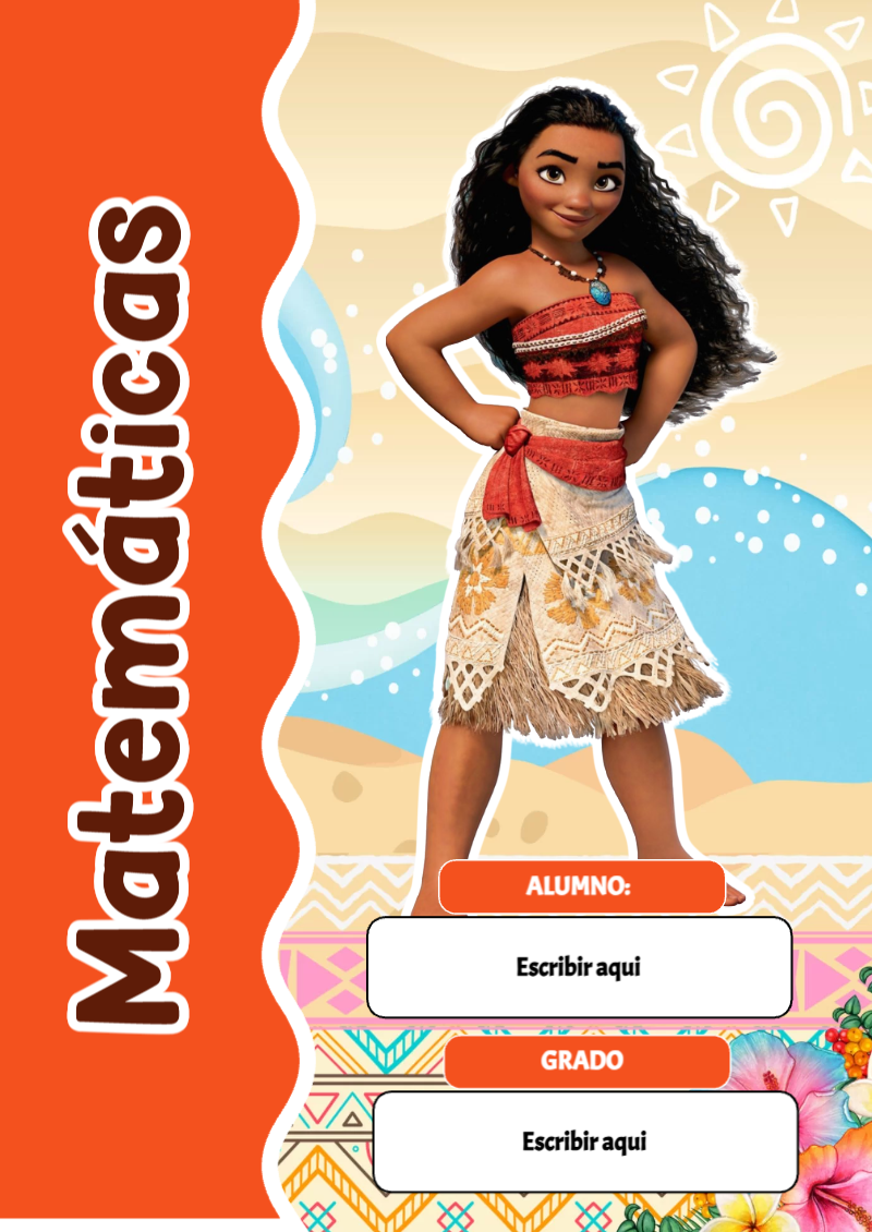 Portada de Moana de Matemáticas Editable para Imprimir Gratis