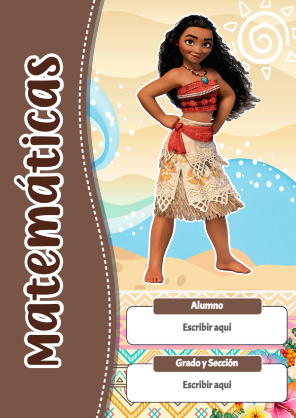Portada de Moana de Matemáticas para cuaderno escolar creativa - ideal para cuadernos de espiral