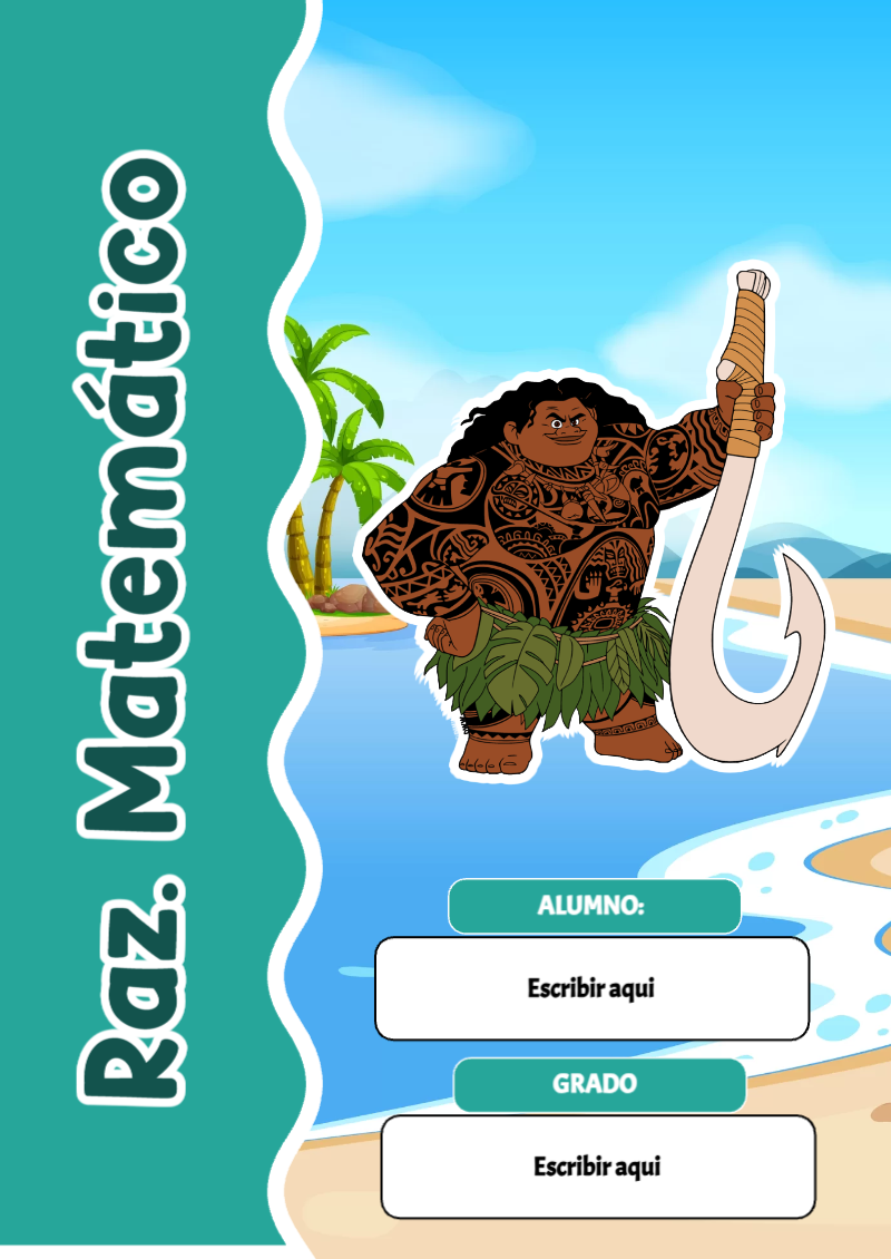 Portada de Moana de Raz. Matemático Editable para Imprimir Gratis