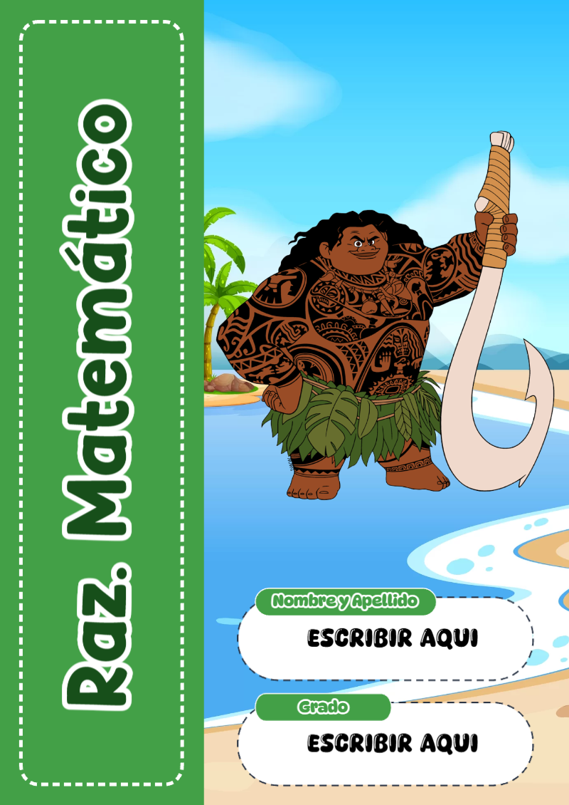 Portada de Moana de Raz. Matemático Editable para Imprimir Gratis