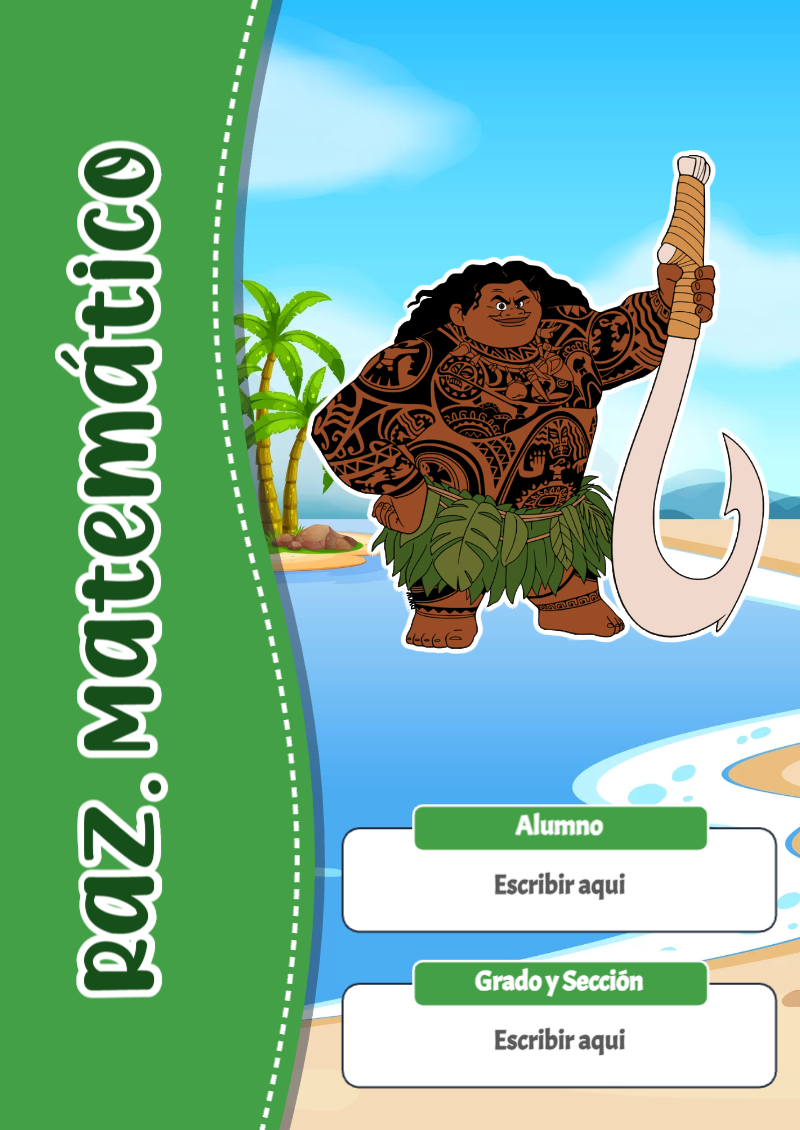 Portada de Moana de Raz. Matemático Editable para Imprimir Gratis
