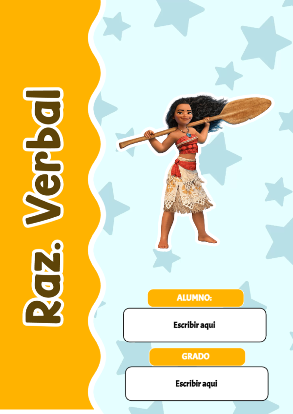 Portada de Moana de Raz. Verbal para cuaderno ideal para niños - para todas las edades y grados