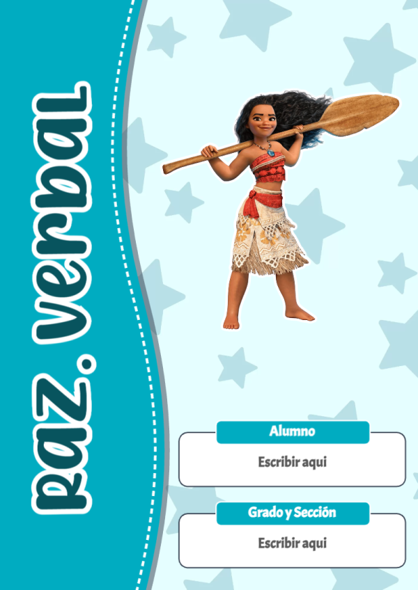 Portada de Moana de Raz. Verbal para cuaderno bonita para imprimir - disponible para descarga gratuita