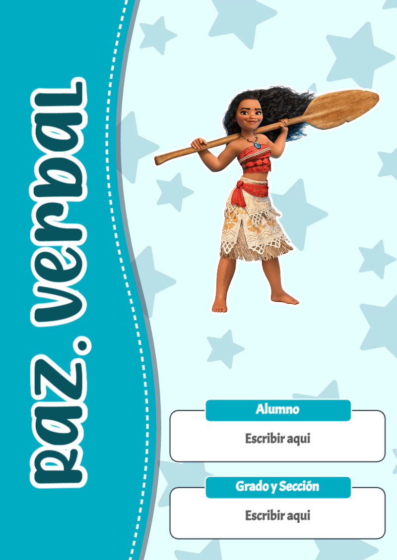 Portada de Moana de Raz. Verbal Editable para Imprimir Gratis