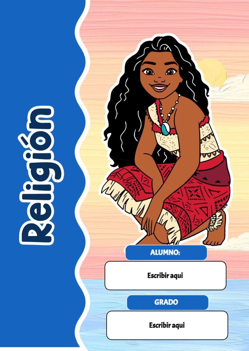 Portada de Moana de Religión Editable para Imprimir Gratis