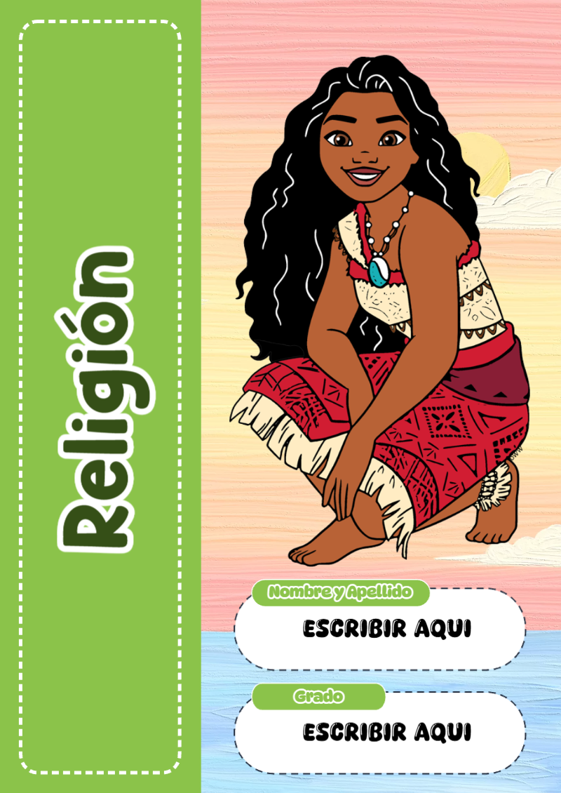 Portada de Moana de Religión Editable para Imprimir Gratis