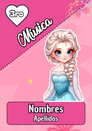 Portada de musica con princesas de disney para cuaderno lista para imprimir en A4 - diseño escolar moderno
