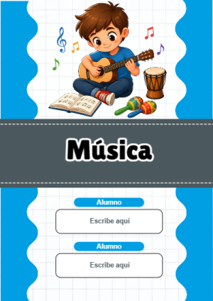 Portada de Música para cuaderno fácil de imprimir - tendencia educativa 2026